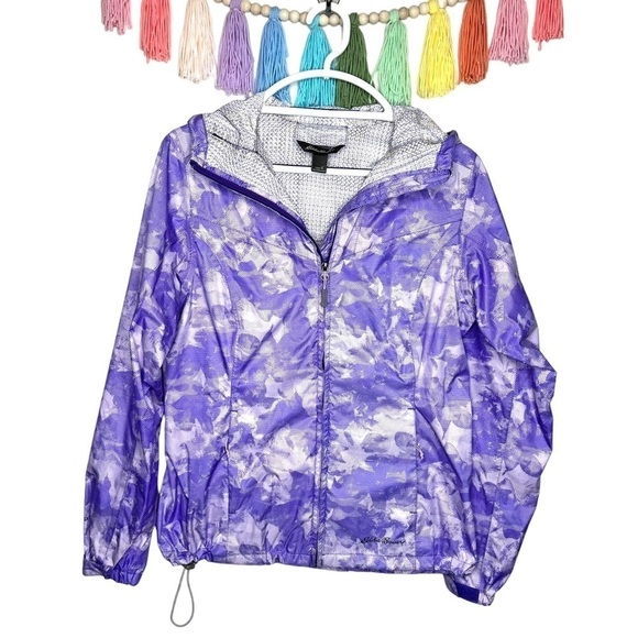 Eddie Bauer Weather Edge Windbreaker Zip Up Hooded Spring Raincoat Size Small - Picture 1 of 17